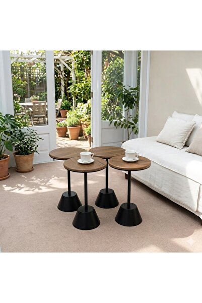 foryou Brown wood sheet metal side table