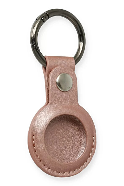 TeknoKapsül حافظة جلدية لسلسلة مفاتيح Airtag من Newface - ذهبي وردي