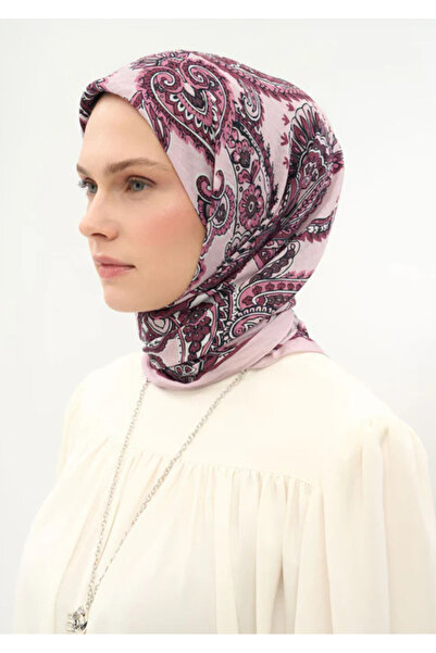 Silk Home Φουλάρι Βισκόζης Βελόρα Τέσσερις Εποχές Μοτίβο Έτρο Ροζ Πούδρα 90Χ90