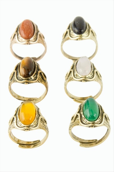 ZERO LAND Nrzsnt Oval Natural Stone Authentic Ring (211337) - Agate