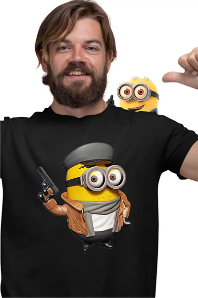 OEM Ανδρικό T-Shirt Μίνιονς Ντετέκτιβ Νουάρ Εκτυφλωμένοι