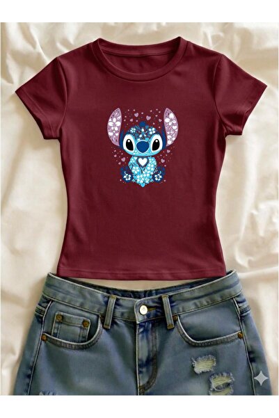 Vordevia تي شيرت مطبوع من الليكرا بقصة ضيقة وأكمام قصيرة وياقة دائرية