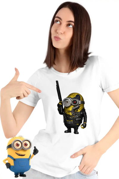 OEM Women's T-shirt Minions Terminator Biker Despicable