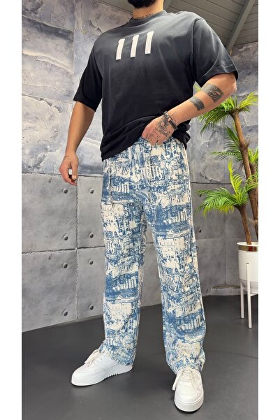PEERLESS STORE Digital Print Parachute Baggy Pants
