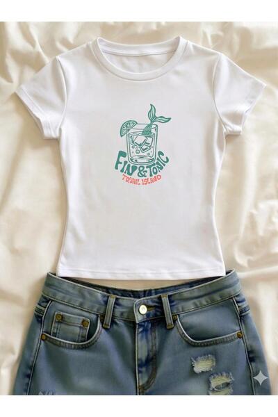 Vordevia تي شيرت مطبوع من الليكرا بقصة ضيقة وأكمام قصيرة وياقة دائرية