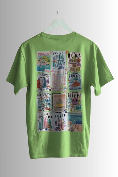 Ninkasiwear تي شيرت قطني كبير الحجم مطبوع عليه موضوع السفر والمدينة للجنسين 24/1