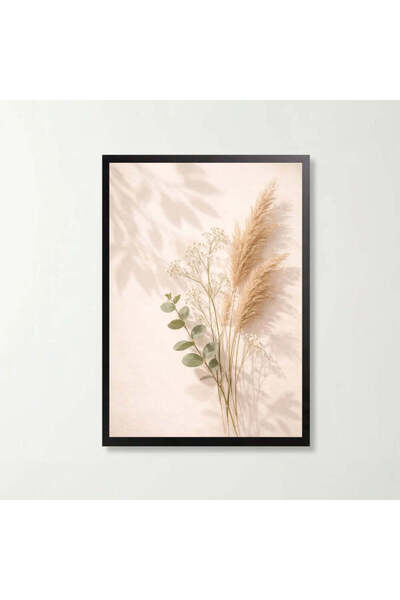 OEM Tablou decorativ cu inspiratie botanica, 21 x 29.7 cm, rama neagra, stil ...