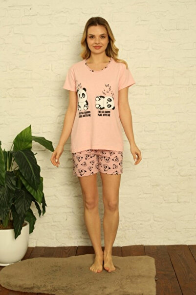Serena Γυναικείες πιτζάμες Σερένα, ροζ χρώμα, με στάμπα αρκούδας πάντα.