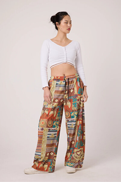 SUPERBLUE Kadın Sokak Tarzı Baskılı Bürümcük Spor Baggy Pantolon