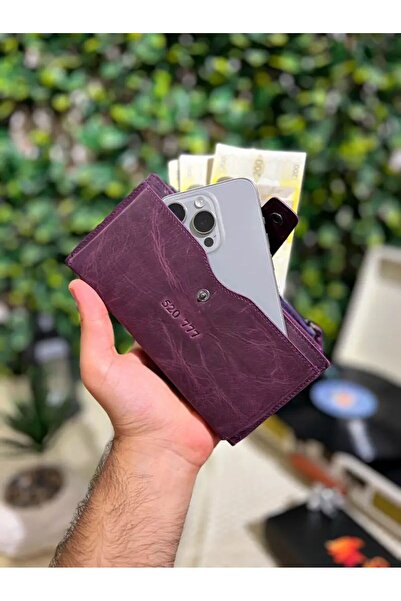 gagaderi Hakiki Deri Bereket Moru Kadın Cüzdan – Telefon Bölmeli, Fermuarlı, ...