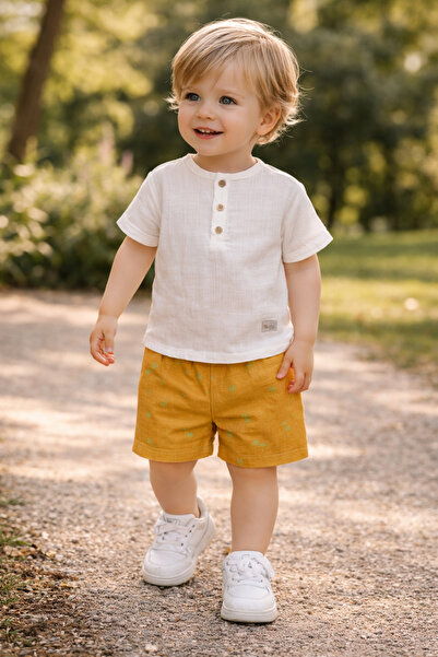 Atlas Baby House 100% Cotton Buttoned Top and Shorts Summer Baby Boy-Child Set