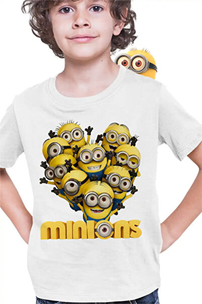 OEM Детска тениска за момчета Миньони Сърце Любов Свети Валентин Драгобете Ми...