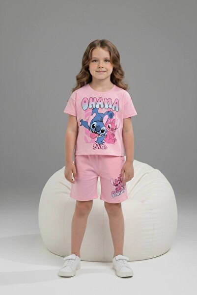 Yağmur Giyim PJKSKTStittcch Κοριτσίστικο κοντομάνικο σετ με σορτς με σχέδια 6588