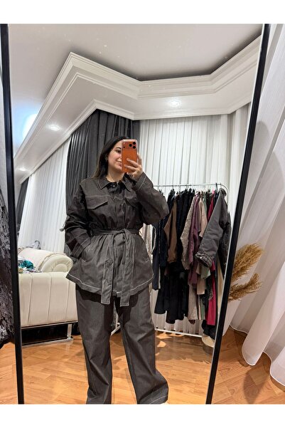 Kahverengi Denim Takım