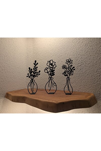 3-Piece Black Decorative Object Set, Floral and Stylish Home Decor