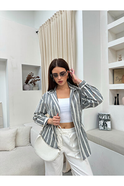 MİA NOURA Women's Jacket with Front Zipper, Sleeves on the Front and Bead Emb...