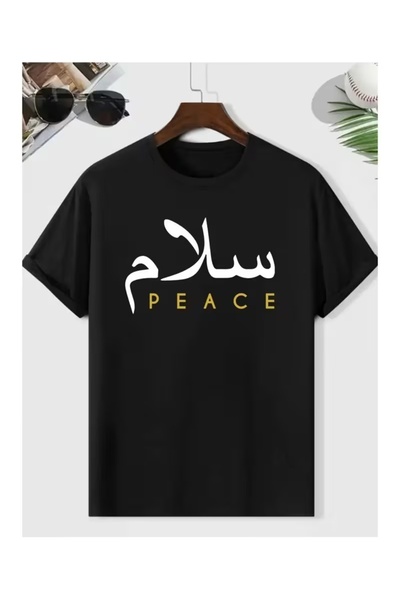 AEMİ Tricou oversize unisex cu decolteu rotund cu imprimeu Peace