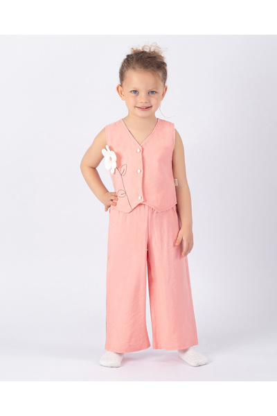 Nehirim Kids Devojčice pantalone i kratki rukavi sa cvetnim detaljima, 2-dije...