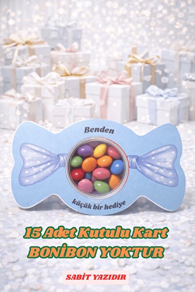 Emtory Gift 15'li Mavi Kurdele Model Şeker Kutusu - Çikolata Kutusu - Nişan H...