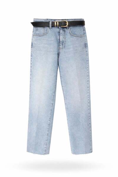 5in1Canpolat Ice Blue Belted Boyfit Jean 102