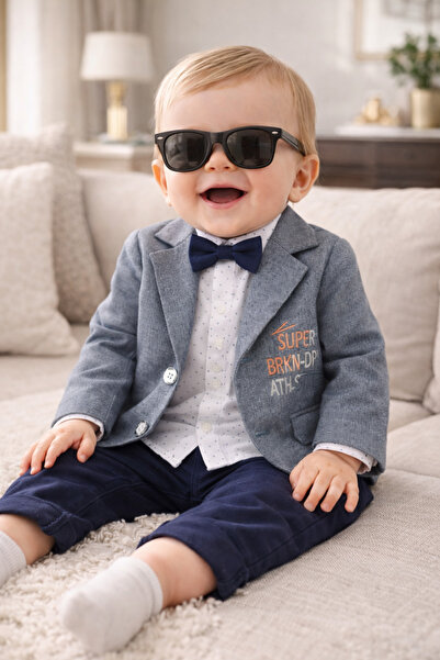 Little Baby Papyonlu Ceketli Erkek Bebek Takım Elbise