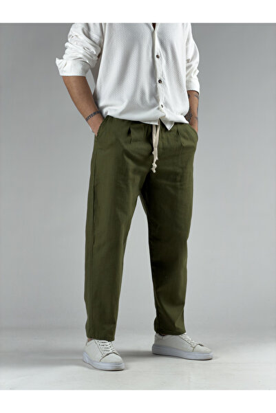 COCOPELLI Khaki Men's Linen Trousers Coc3031