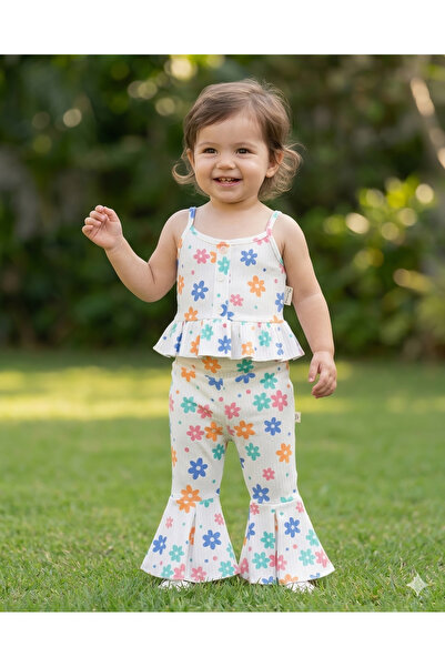 Asel ÇİÇEK DESENLİ PEPLUM ASKILI TAKIM