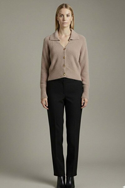 FTZ WOMEN Women's V-Neck Angora Cardigan Milk Coffee 25299