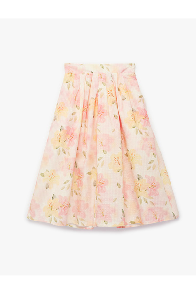 Koton Μίντι φούστα με σχέδιο λουλουδιών από βαμβάκι και βισκόζη με τσέπες