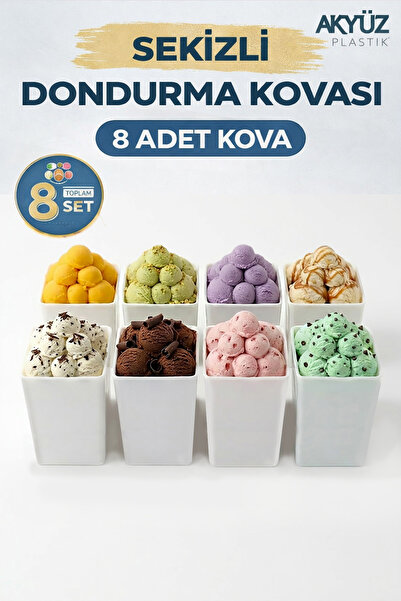 Akyüz Plastik Profesyonel Dondurma Kovası 10 Litre – 20x20 cm h.24 cm Kare Pl...