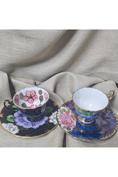 BY.RAYKA PORSELEN El Dekor Ikinci kalite 2li fincan seti(iadesi yok)