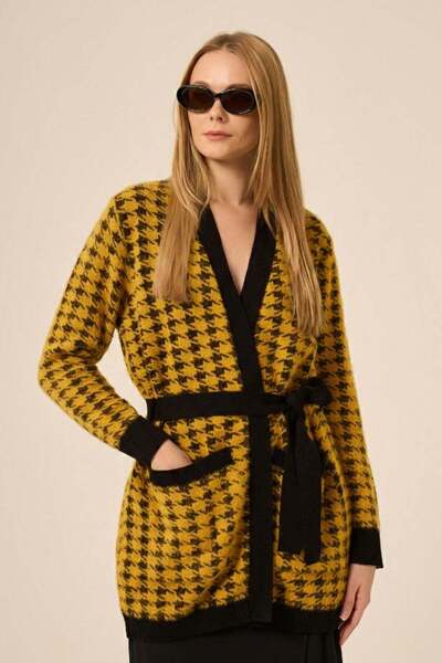 FTZ WOMEN Women's Crow's Feet Cardigan Yellow 25250