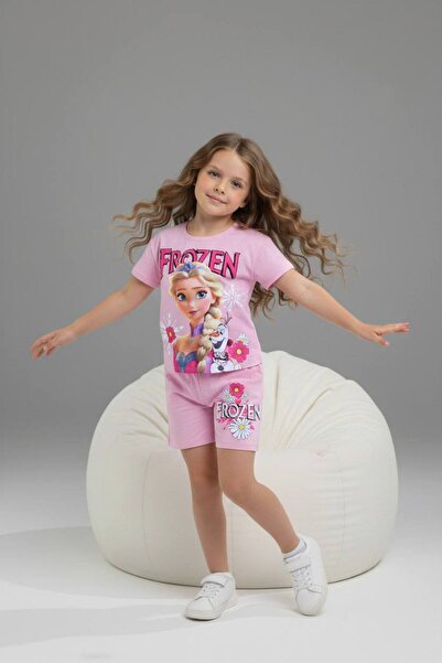 Yağmur Giyim PJKSKT Κοριτσίστικο κοντομάνικο σετ με σορτς με σχέδια 6575