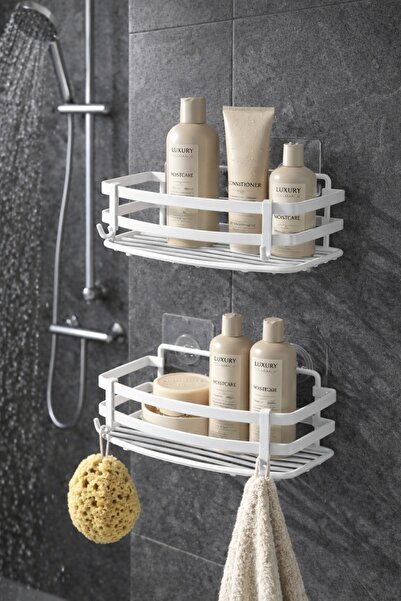 Capella Yapışkanlı 2'Li Banyo Düzenleyici Şampuanlık Sabunluk Yapışkanlı Bany...