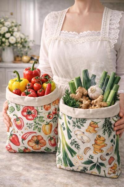 NUMI Naturals Premium Sebze Desenli Balmumu Gıda Saklama Torbası 2’li Set (30...