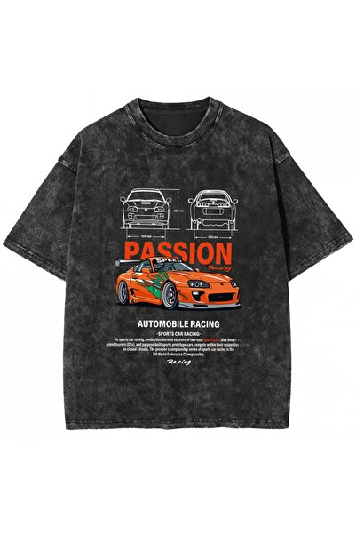 ship master تي شيرت أسود مطبوع عليه سيارة باشن للجنسين، مصنوع من القطن بنسبة ...