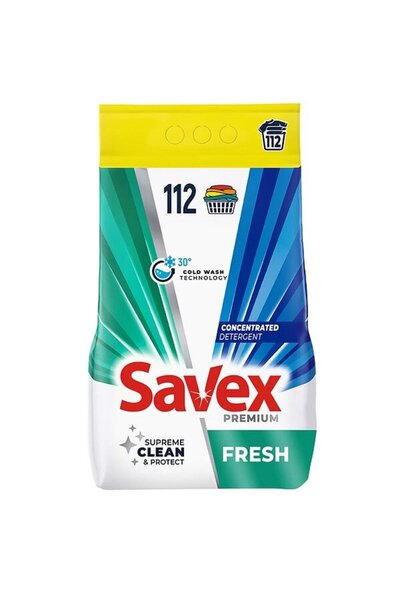 SAVEX Detergent pudră automat premium, proaspăt, 9 kg, 112 spălări