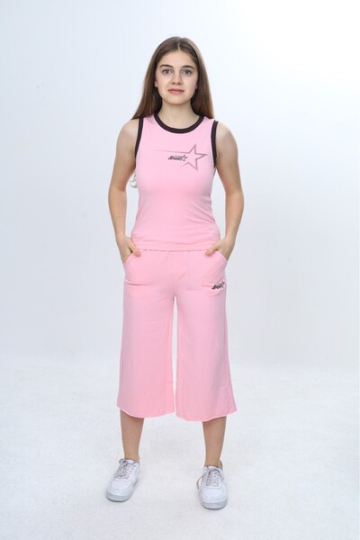 Toontoy Girl's 2-Piece Set Crew Neck Printed Undershirt & Elastic Waist Wide ...