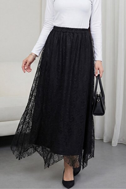 HİJABAYA Ασύμμετρη φούστα από τούλι με ελαστική μέση και επένδυση