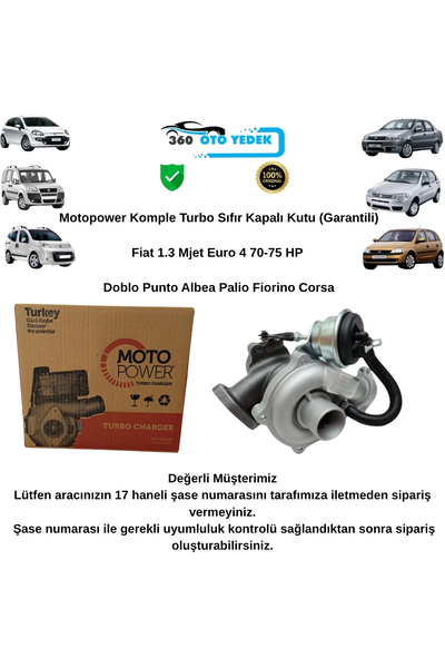 Motopower OPL1000 Turbo Fiat 1.3 Mjet Euro 4 70-75 HP | Doblo Punto Albea Pal...