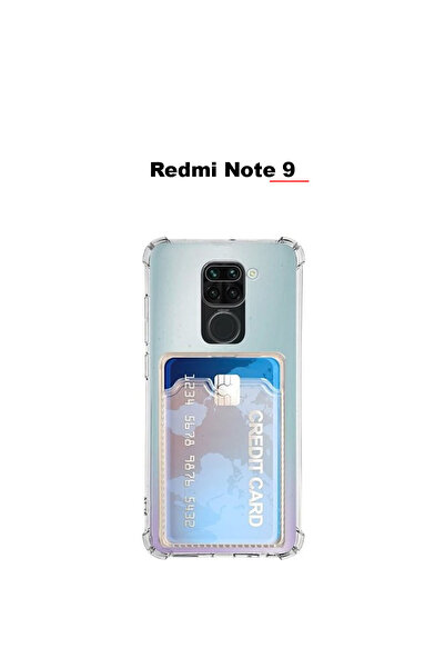 bewn Redmi Note 9 Uyumlu Kartlıklı Cüzdan Şeffaf Kenar Korumalı Köşeleri Tank...