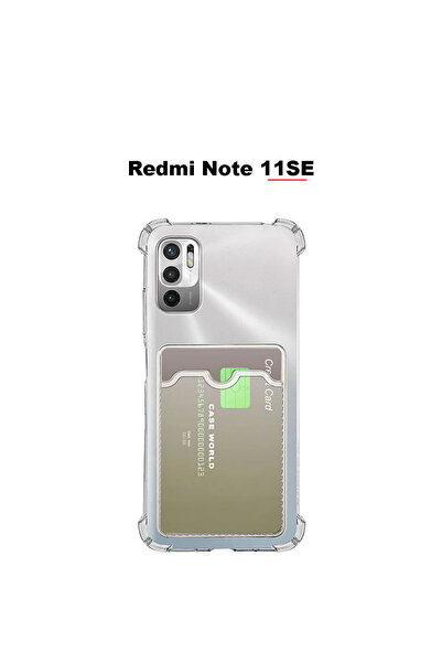 bewn Redmi Note 11SE Uyumlu Kartlıklı Cüzdan Şeffaf Kenar Korumalı Köşeleri T...