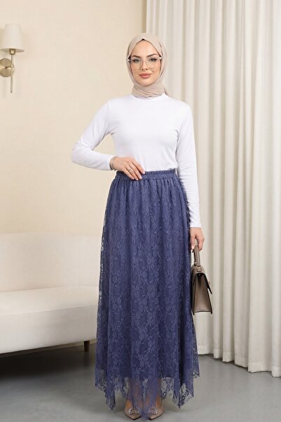 HİJABAYA Ασύμμετρη φούστα από τούλι με ελαστική μέση και επένδυση