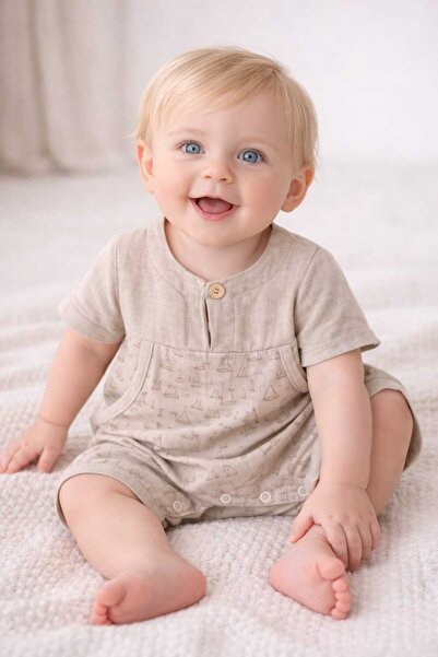 krm kerem bebe 100% Cotton 4-Layer Muslin Anchor Patterned Baby Boy Summer Ju...