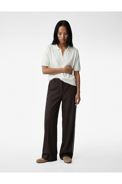 Koton Πλεκτό πουλόβερ με κοντό μανίκι και γιακά πόλο, από μείγμα μαλλιού προβ...