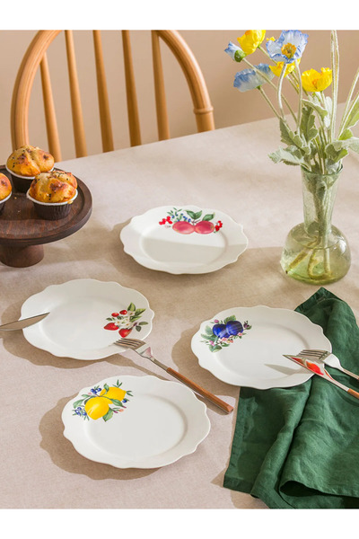 LC Waikiki LCW HOME Karışık Baskılı Porselen Pasta Tabağı 4'lü 21 cm