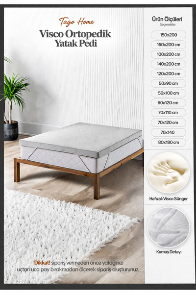 Tago Home Visco Ortopedik Yatak Koruyucu Yatak Pedi & Yatak Şiltesi Lastikli ...