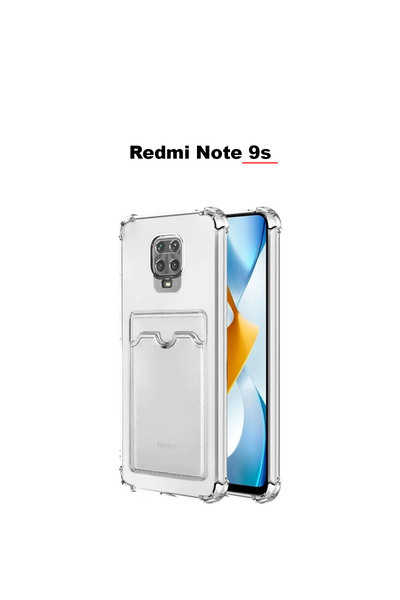 bewn Redmi Note 9s Uyumlu Kartlıklı Cüzdan Şeffaf Kenar Korumalı Köşeleri Tan...