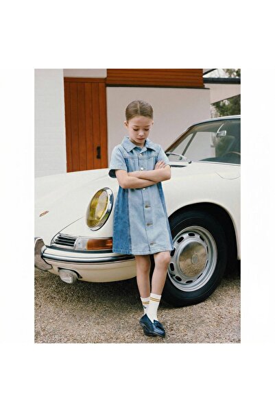 babymoon kids Детска двуцветна дънкова рокля от деним