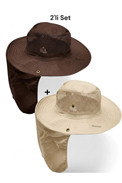 Mustran مجموعة من قطعتين من قبعات الصيف الواقية من الشمس، قبعة صيد شبكية للحم...